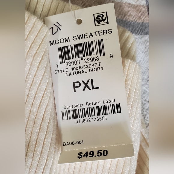 STYLE & CO PETITE CREAM RIBBED TURTLENECK SWEATER PXL - Picture 5 of 8